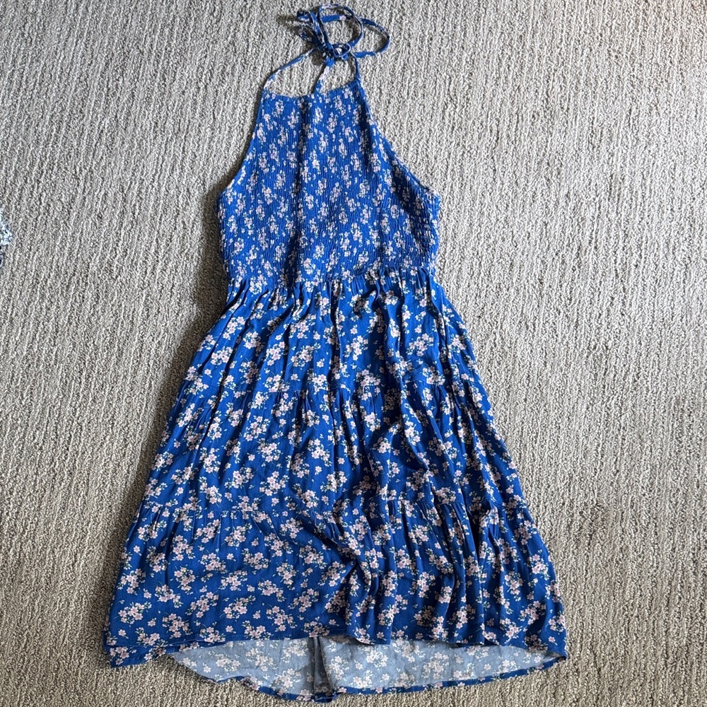 AEO Blue Floral High-Low Dress